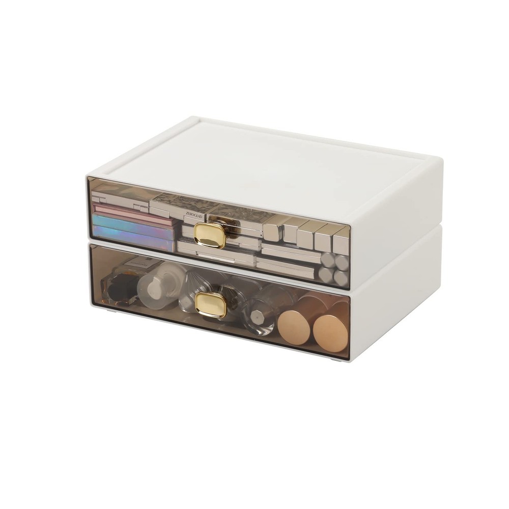 OSteed Spacious Desktop Storage Box, 2 Large Storage Drawers, Stackable Offic...