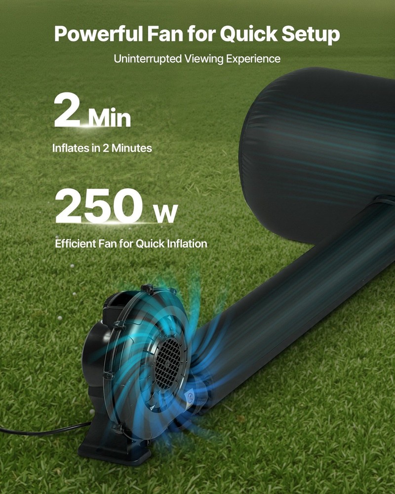20FT Instant Assemble Projector Screen Inflatable 250W Pump Tech