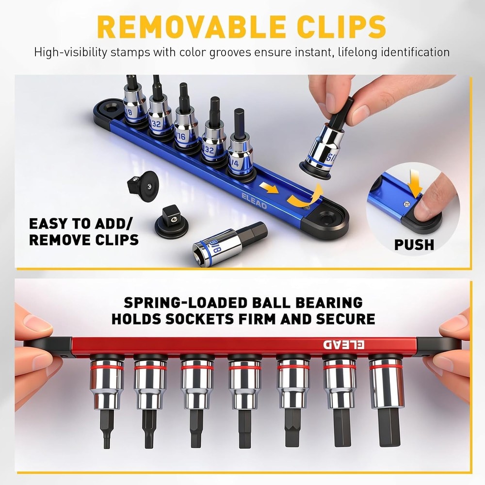 21-Piece Allen Bit Socket Set, 3/8" Drive Hex & Torx Socket Set with Magnetic...