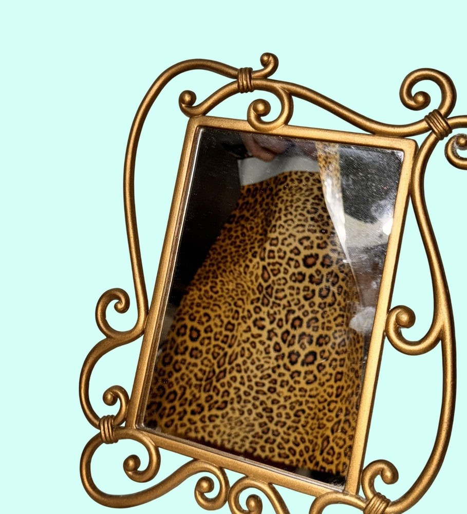 Rustic Bronze Swirl Tabletop Vanity Mirror Frame Decor