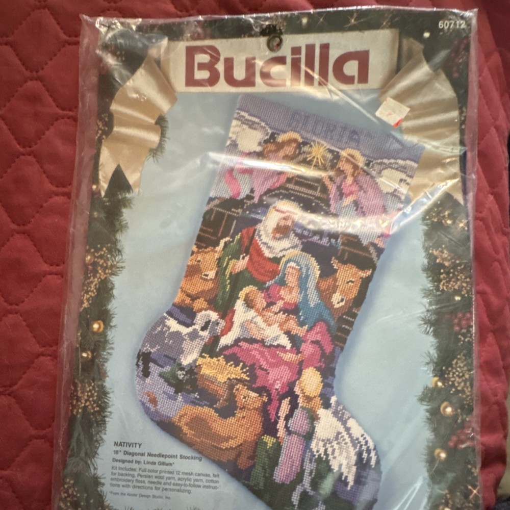 Bucilla Nativity Stocking Needlepoint Kit Christmas Canvas Thread 60712