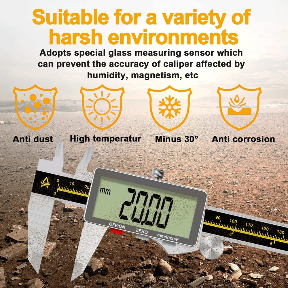 Digital Caliper,0-6" Vernier Calipers Measuring Tool-Electronic Micrometer wi...