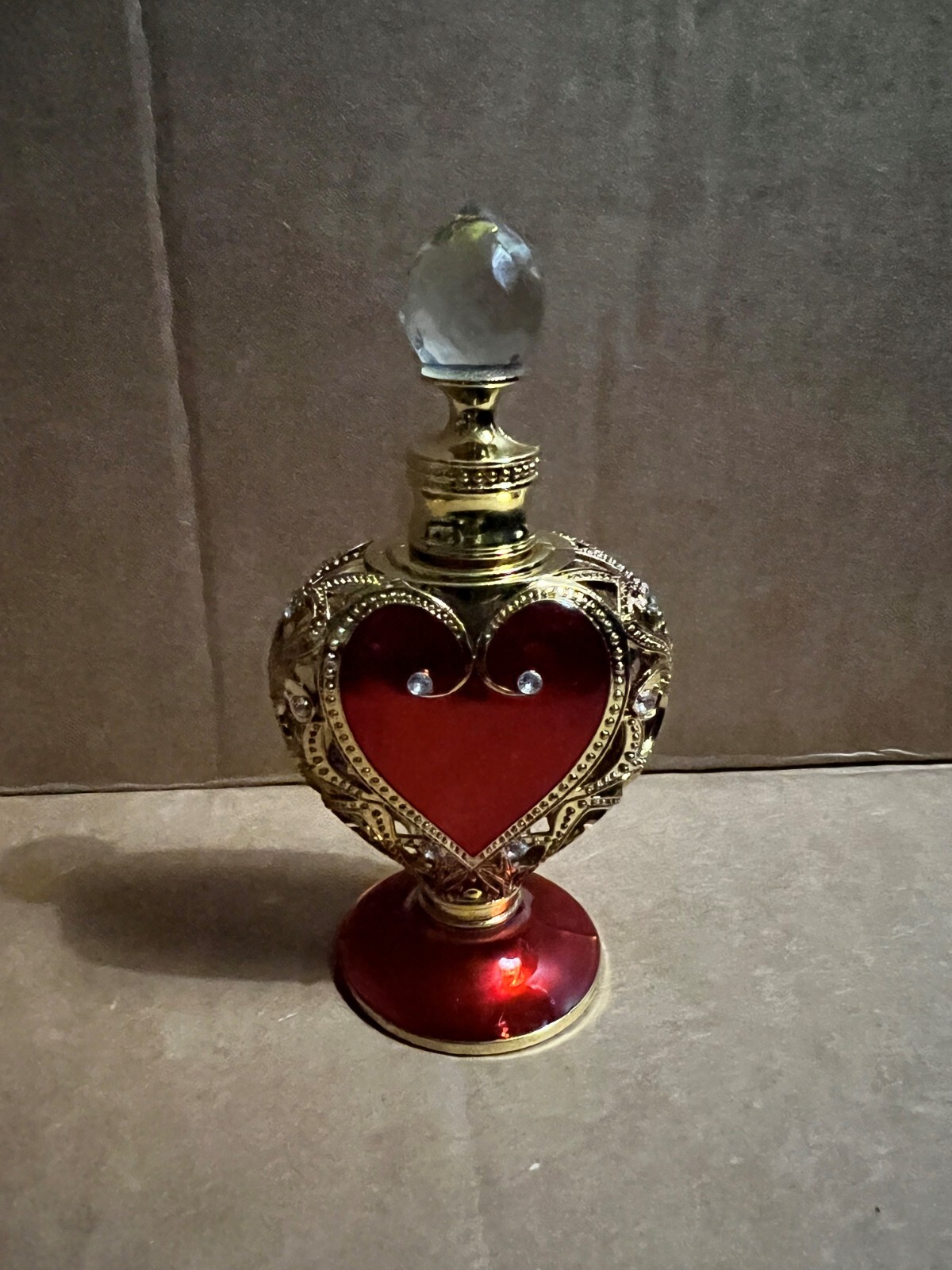 Heart of Worship Prayer Anointing Oil Fancy red Gold Heart shaped bottle 1/2 oz