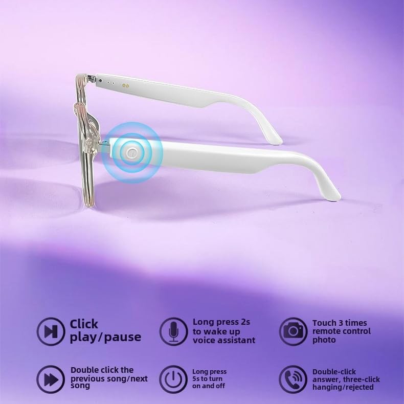 Smart Audio Glasses with Wireless Headset, Touch Control, Built-in Speakers