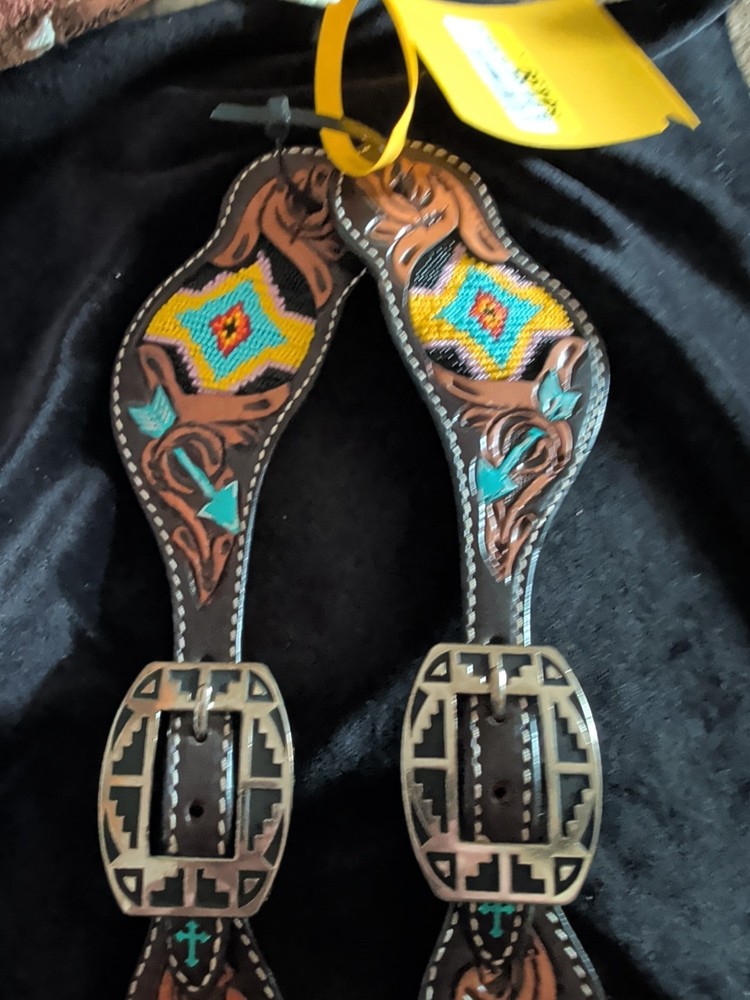 Fancy Beaded Ladies Spur Straps New
