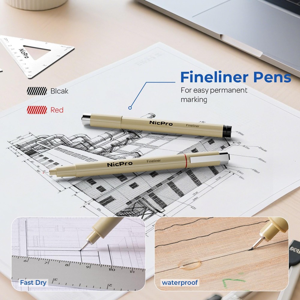 Nicpro 30PCS Professional Drafting Tools & Geometry Set with Case, 30 PCS