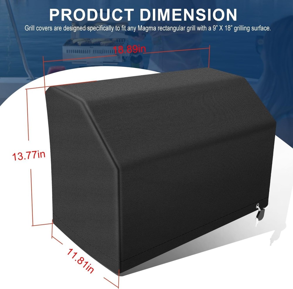 A10-990JB Rectangular Grill Cover for Magma Marine Rectangular Waterproof,