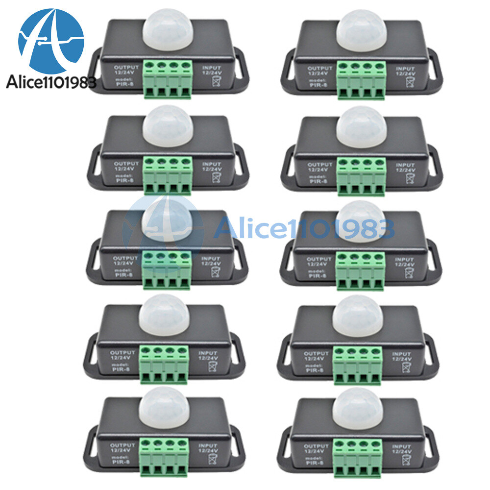 10PCS Automatic DC 12V-24V 8A Infrared PIR Motion Sensor Switch For LED Light