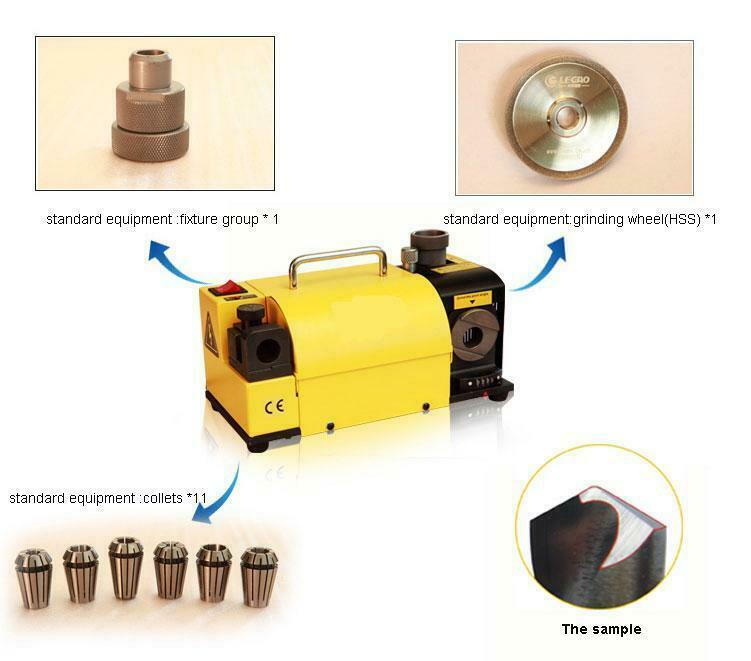 Portable 3-13mm End mill grinder grinding machine sharpener with 5 collets Tech