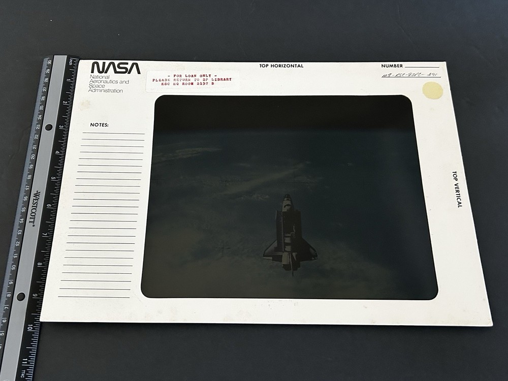 1983 NASA KSC Shuttle Challenger STS-7 Orbits Earth Presentation Transparency