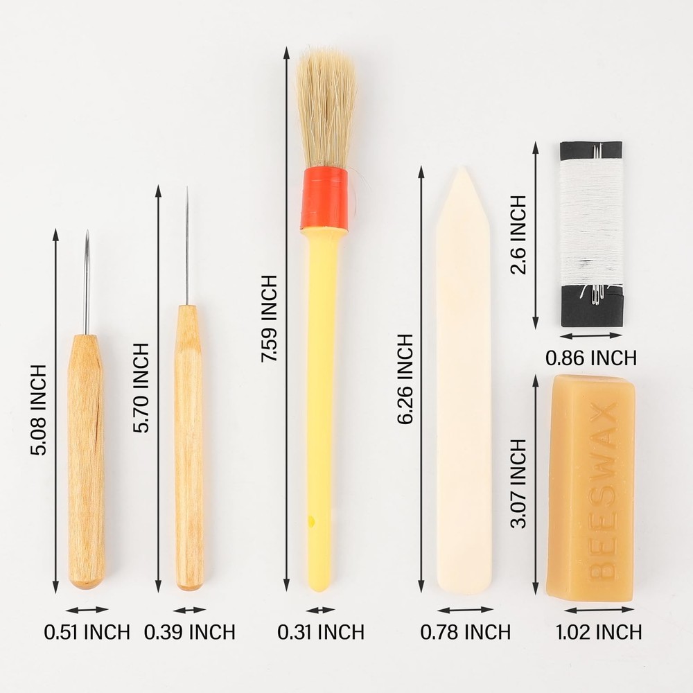 Bookbinding Tool Kit Awls Bone Folder Bristle Brush Needles Linen Thread Beeswax