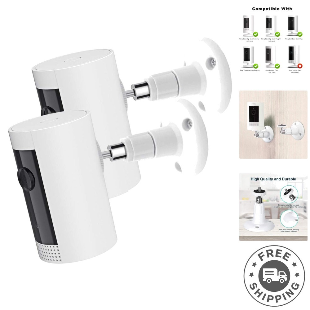 Easy Install 2-Pack Camera Wall Mounts Compatible with R-ing & More - White
