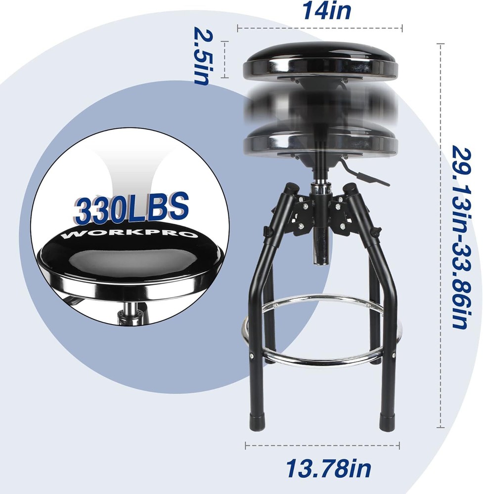 WORKPRO 60" Adjustable Workbench 2000 LBS Load Capacity Shop Stool Garage Bar