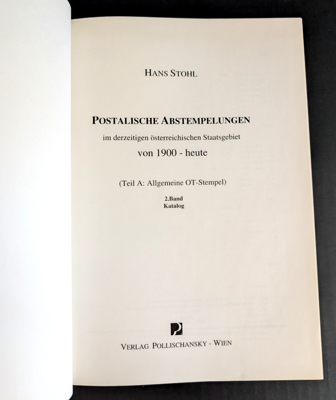 Hans Stohl Postalische Abstempelungen German Philatelic History Book