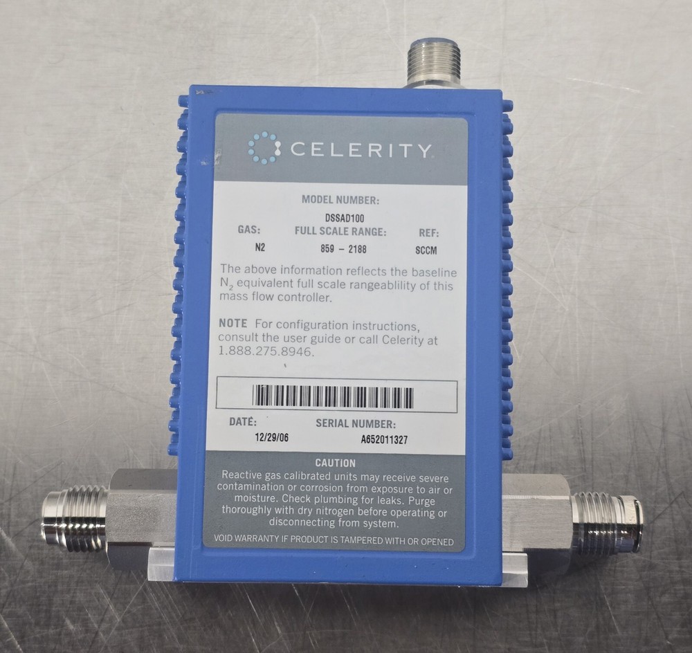 Celerity IN2 Mass Flow Controller DSSAD100 Gas N2 Full Scale Range 859-2188 SCCM