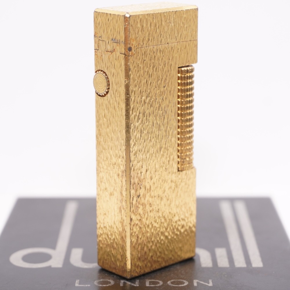Dunhill Roller Gas Lighter Gold Sand Pattern-Ultrasonically cleaned_Working