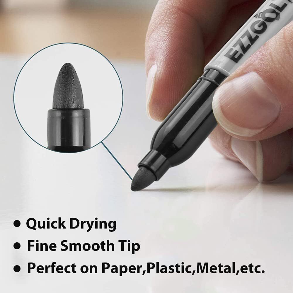 Permanent Markers Bulk 72 Pack Black Permanent Marker Set Fine Tip Waterproof Ma