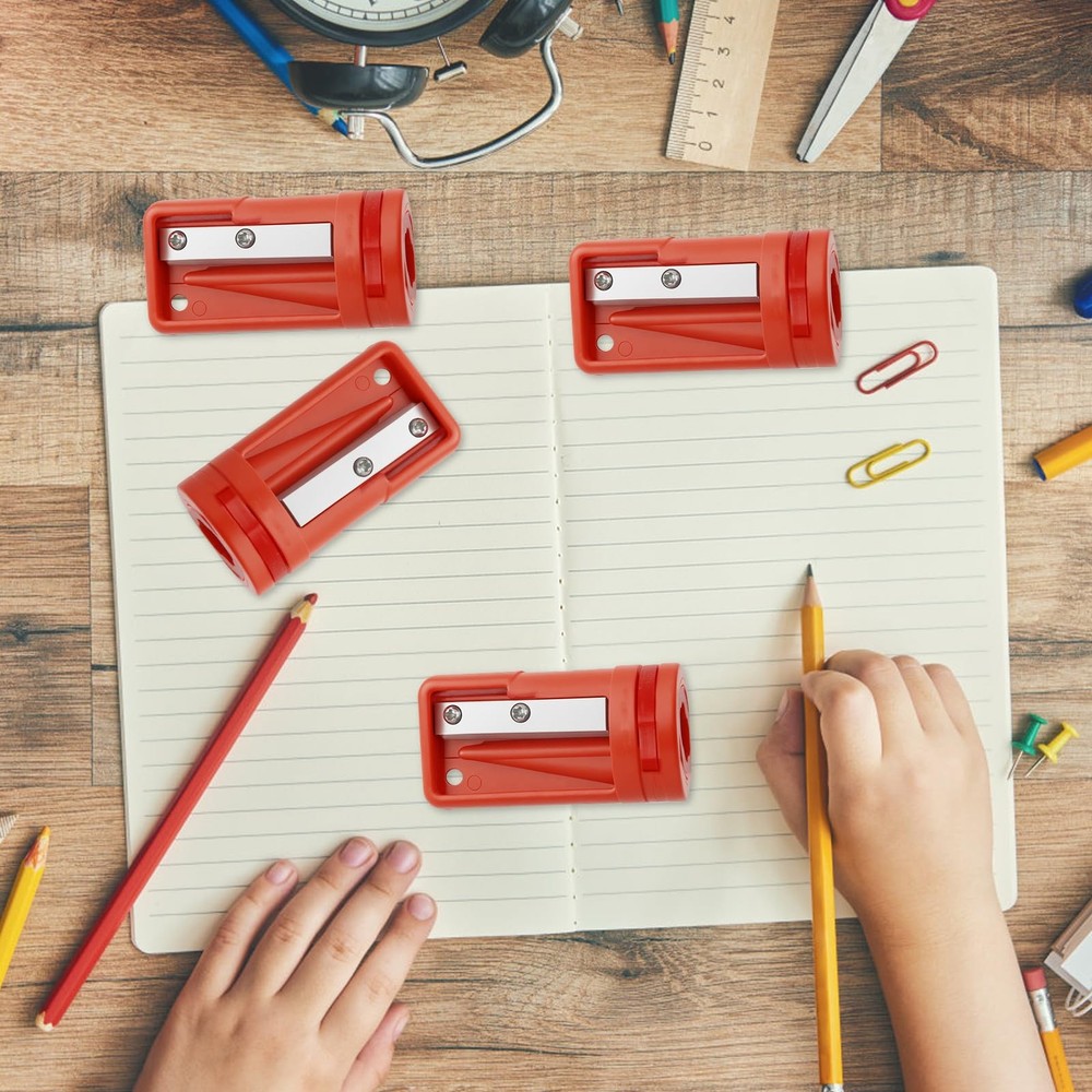 4 Pack Carpenter Pencil Sharpener, Manual Contractor Red