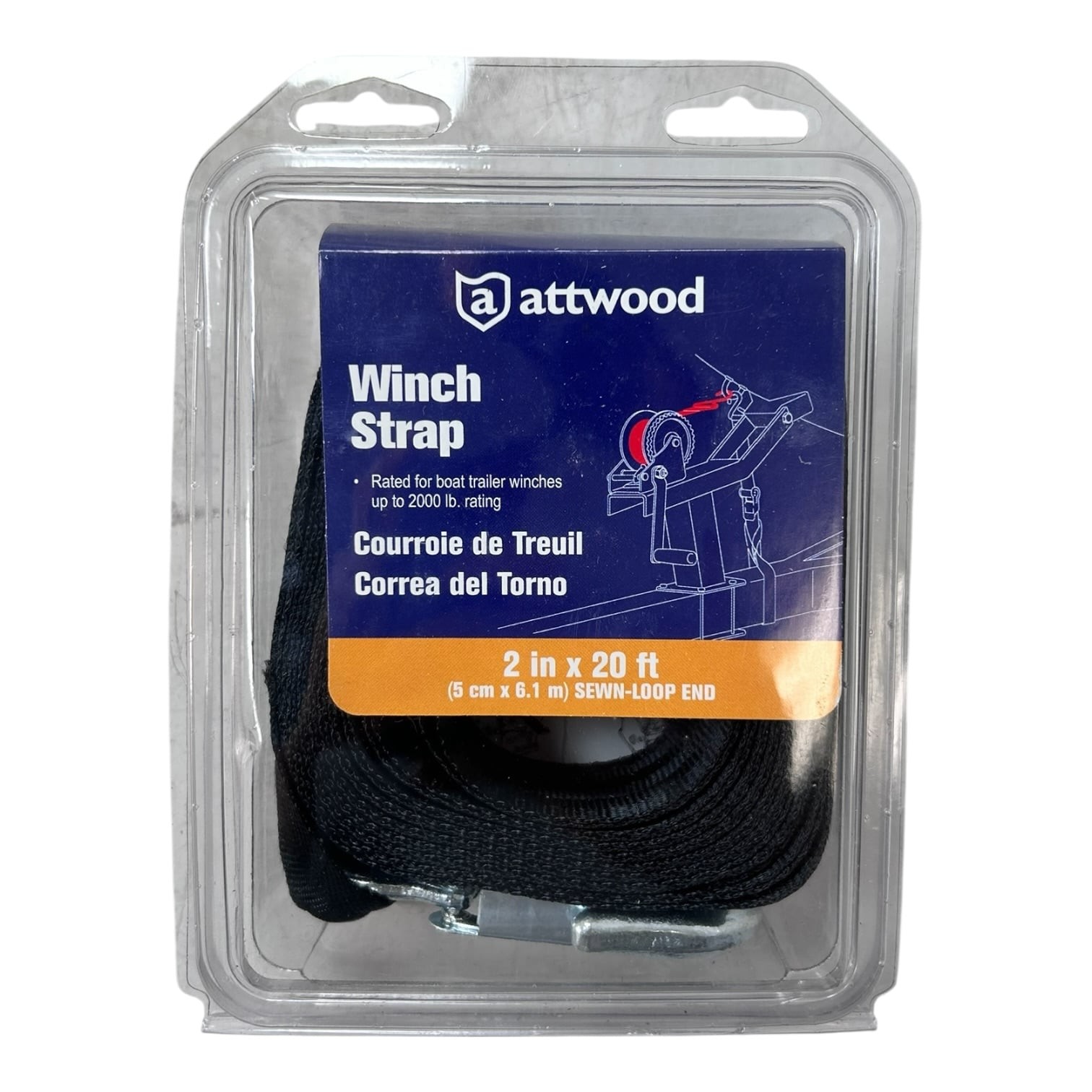 Attwood Marine 11147-7, Winch Strap For Boat Trailer Winches 2'' x 20FT - 2000lb