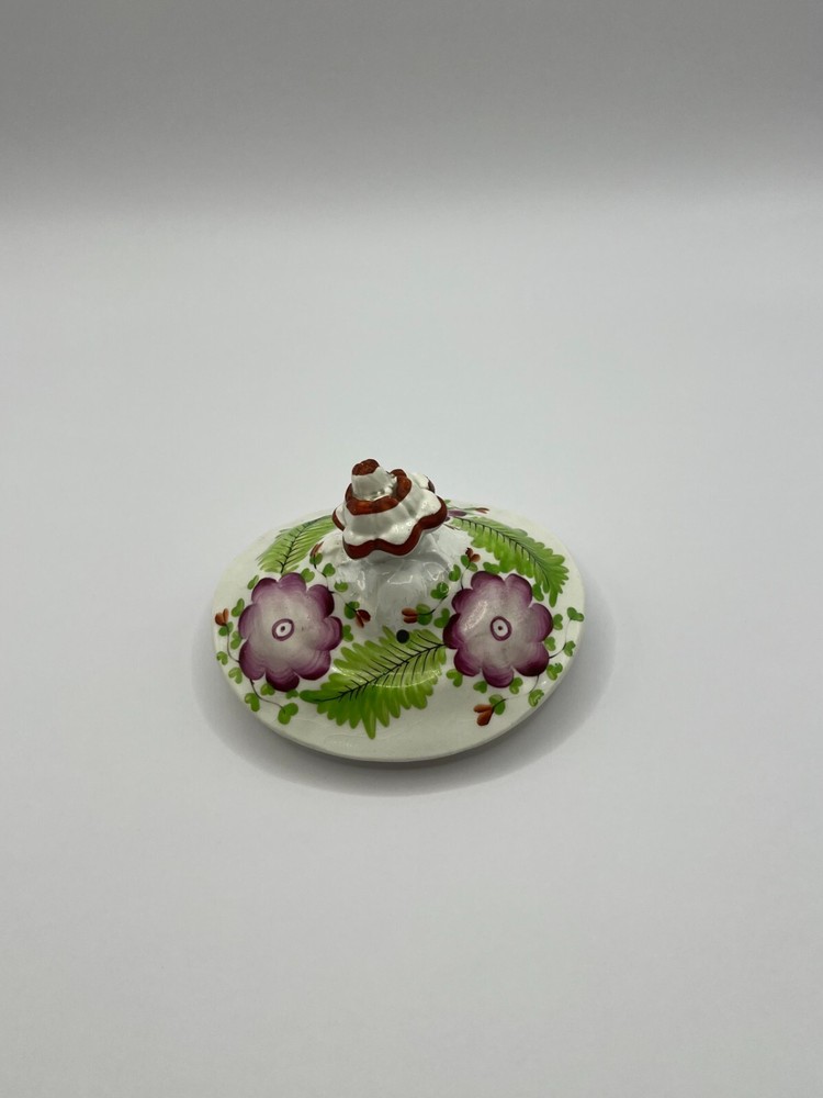 Antique: Soft Paste Teapot & 2 Cups & Handless Saucers-Primrose Pattern