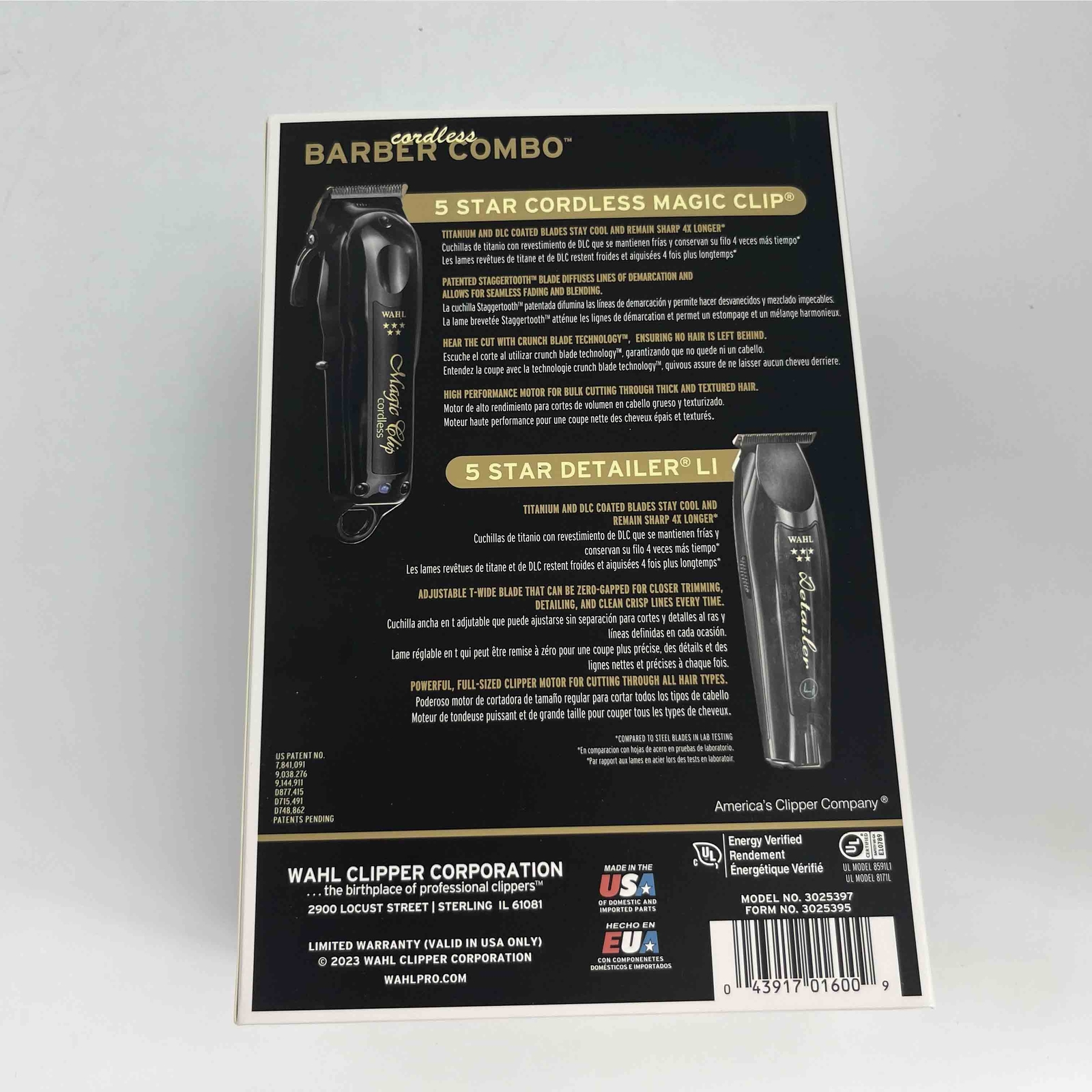 Wahl Barber Combo Black Cordless Magic Clip Clipper Detailer Trimmer 5 Star