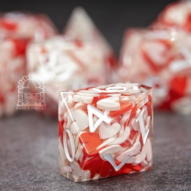 Sage's Exaltations - Pure Love Sharp Edge Resin Polyhedral Dice Set
