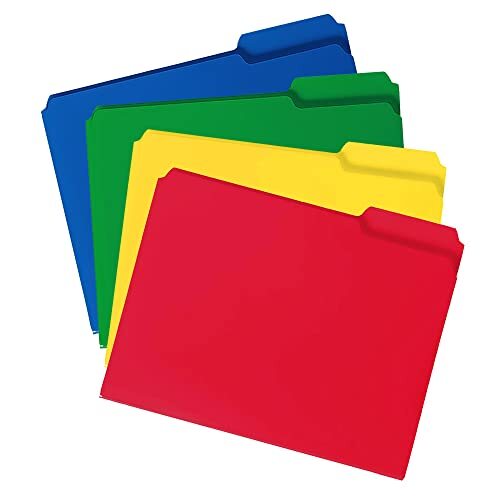 Poly File Folder, 1/3-Cut- Tab Letter Size, Assorted Colors, 24 per Box