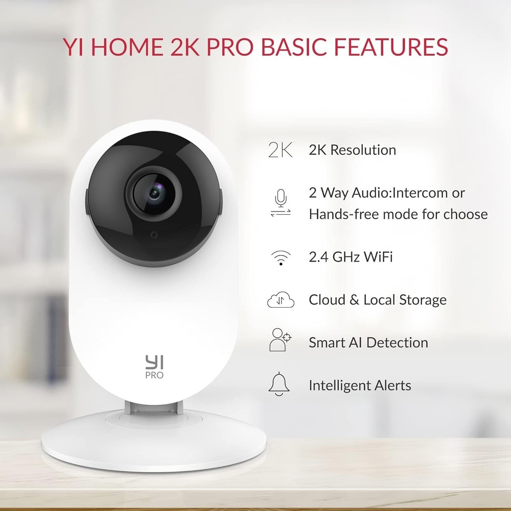 YI Pro 4pc Home Camera 2K Wireless IP Security Surveillance System Night Vision