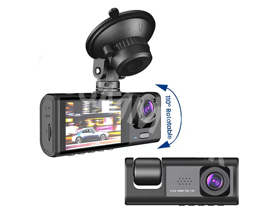 Car Dash Cam Video Recorder Front/Rear/Inside Camera G-sensor Motion Detection