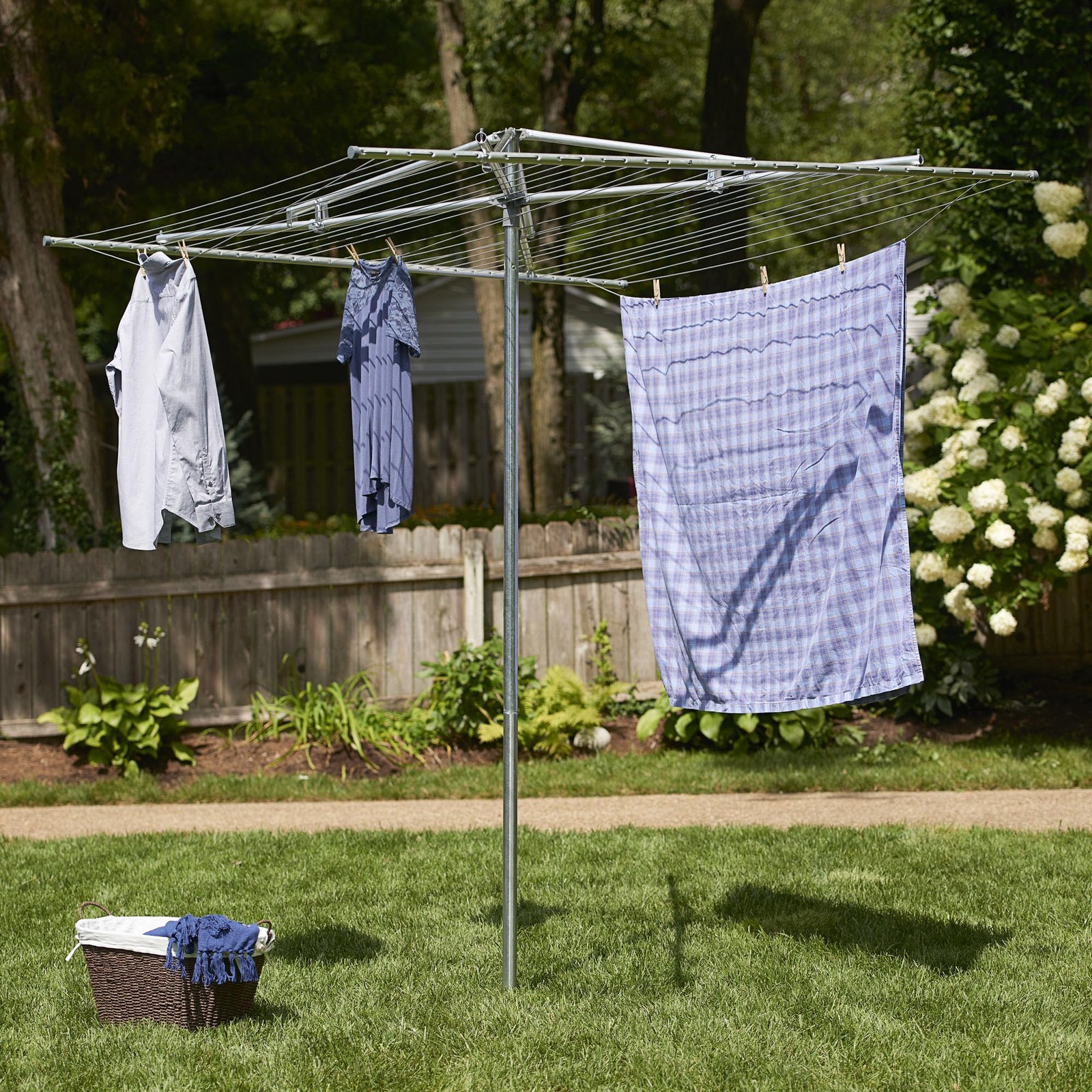 17140-1 Rotary Outdoor Umbrella Drying Rack | Steel | 30-Lines with 182 ft. C...