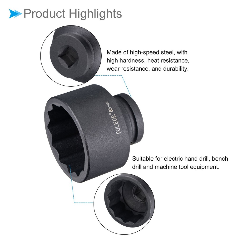 Impact Socket 1" Drive 12 Socket 102mm 12 Point for DIY Hand Making