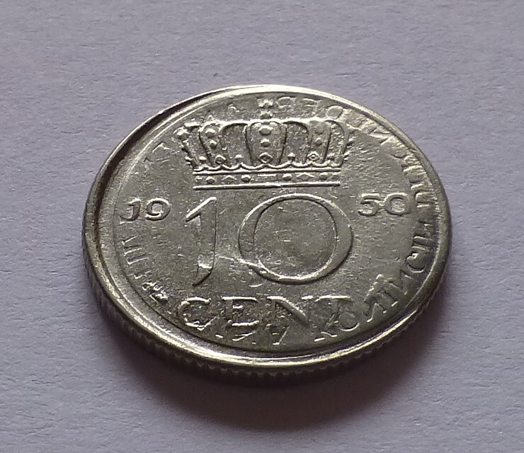 Error coin: Netherlands 10 Cents 1950, Netherlands error coin - Mint error