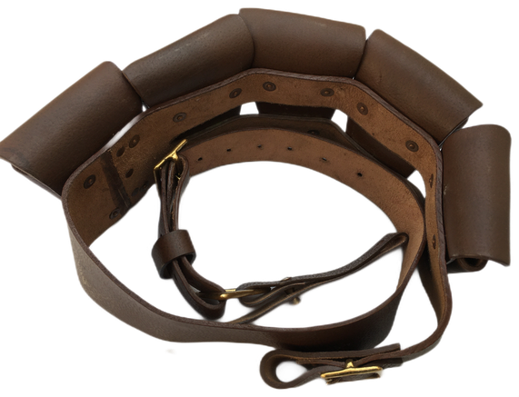 1903 Pattern Leather Five Pocket Bandolier for Jawa Costume (Pebble Leather)