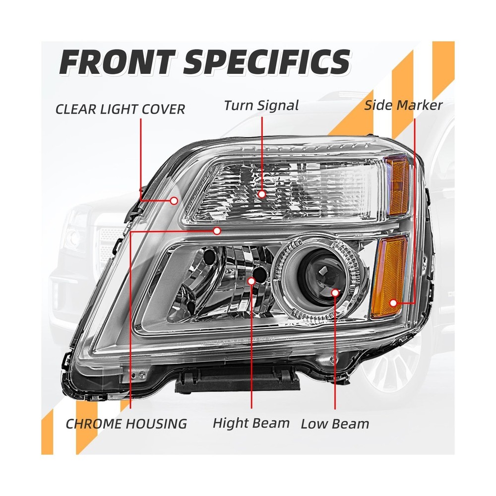 Headlight Assembly Compatible with GMC Terrain 2010 2011 2012 2013 2014 2015,...