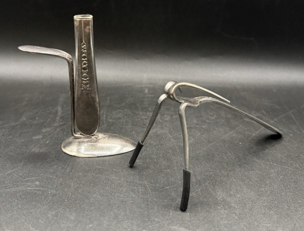 Silverplate Utensil Art Rogers Spoon Knife Candle Holder & Oneida Fork Bug