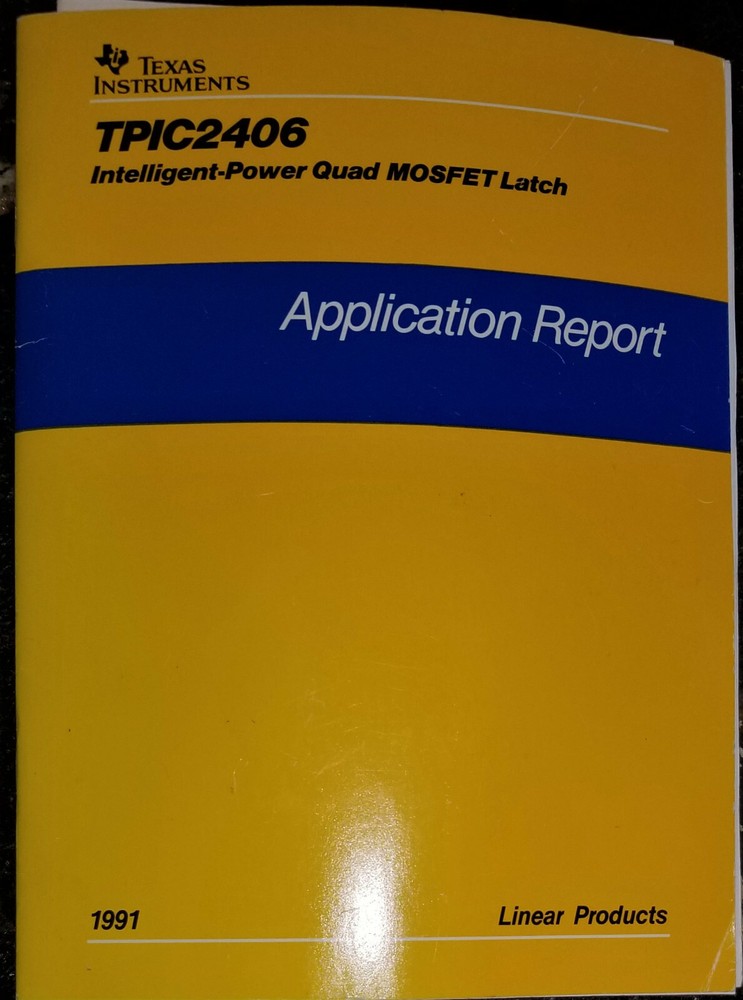 1991 Texas Instruments TPIC2406 Quad MOSFET Latch Data Sheet & Sample Card IC