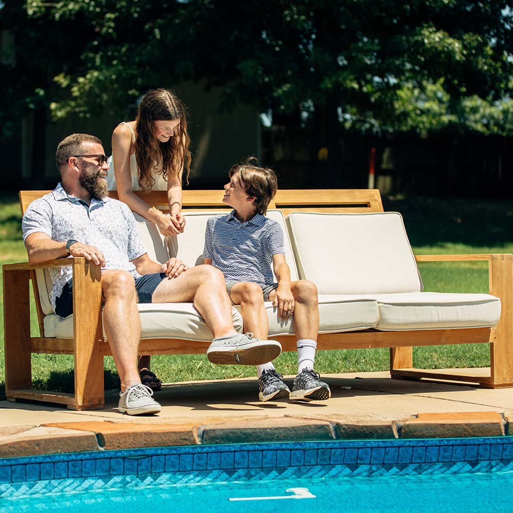 Ash & Ember Sierra Grade A Teak 60in Sofa, Seats 2 Comfortably