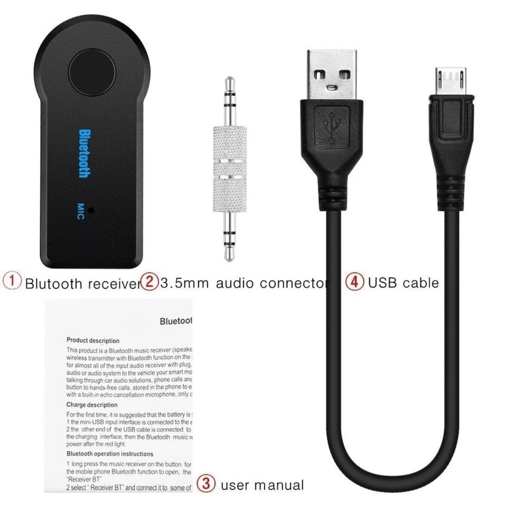 Wireless Bluetooth Car Adapter 3.5mm AUX Audio Stereo Music Home Receiver.