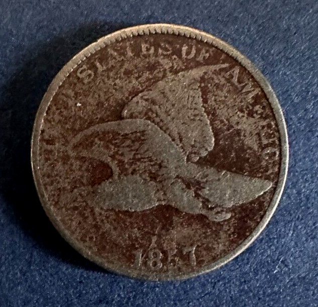 1857  US Flying Eagle Cent 1c Coin --