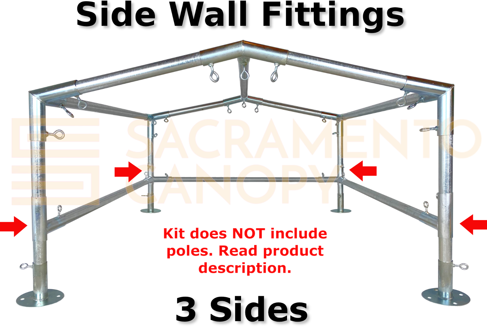 Low Peak Canopy Fittings Kits, DIY Carport or Greenhouse, EMT Connector Parts