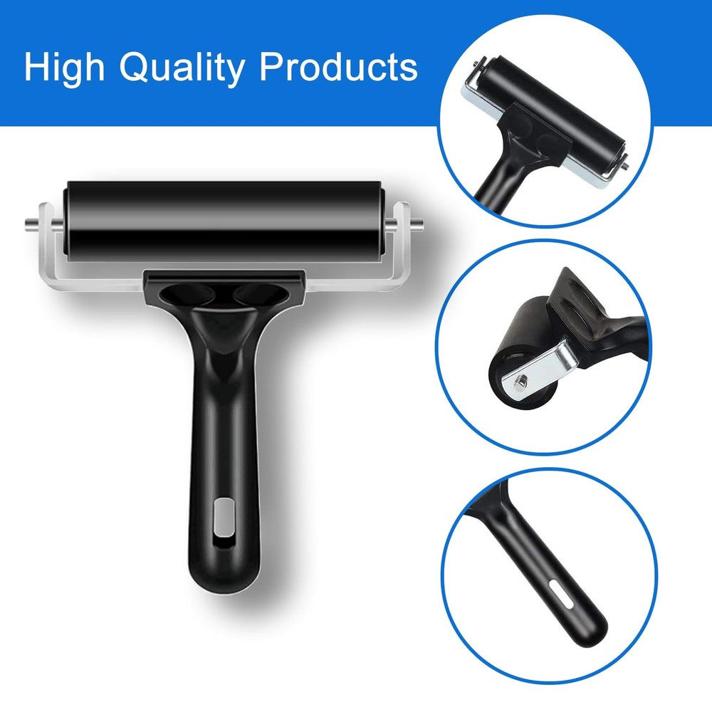 2 Pack Brayer Rollers, Professional Rubber Art Rollers with Comfortable Hand ...