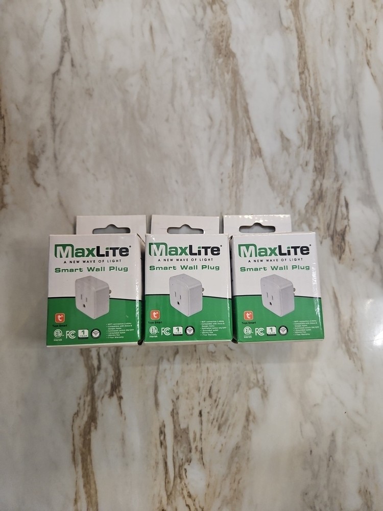 MaxLite WiFi Smart Wall Plug (Google and Alexa Compatible) NEW SEALED 3 Pack