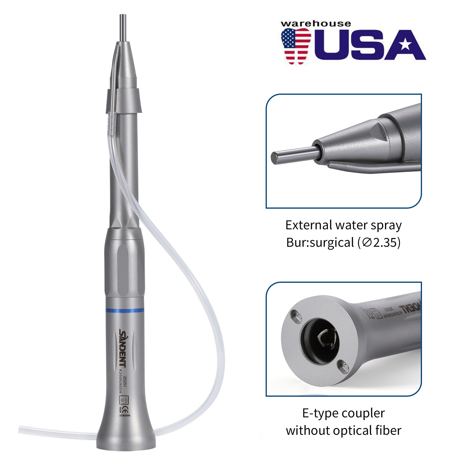 Dental Surgical Straight Handpiece 1:1 Oral Surgery 20 Degree External /NoseCone