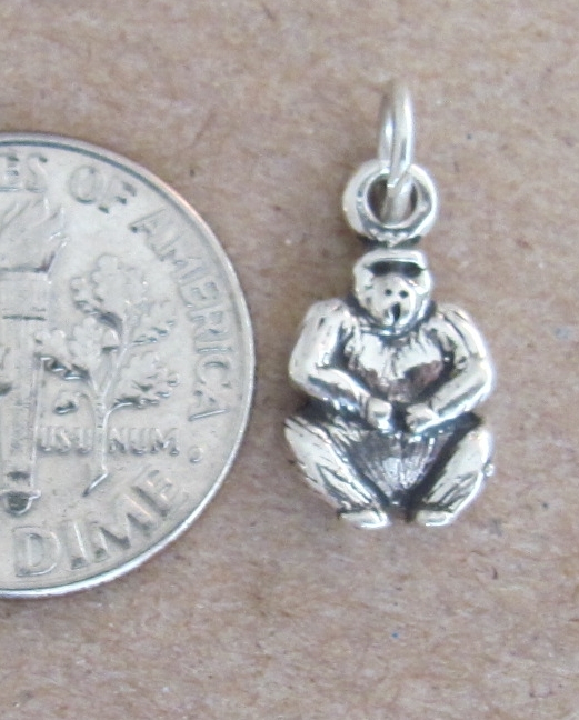Very small Sterling Silver Gorilla mini tiny charm.