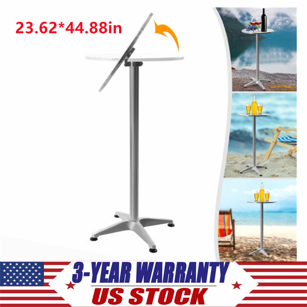 23.6 Round Pub Table Bistro Bar Height Cocktail Table W/ 90 Foldable Table Top