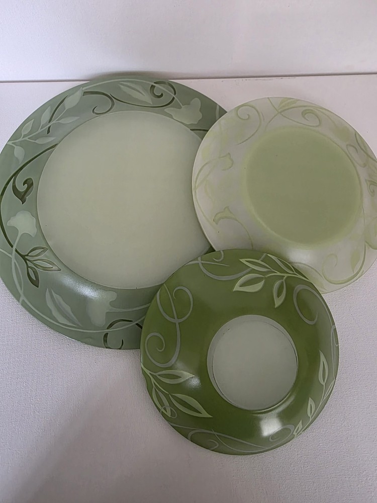 Luminarc Green Leaf Pattern Glass Dinnerware Set - 6-Piece