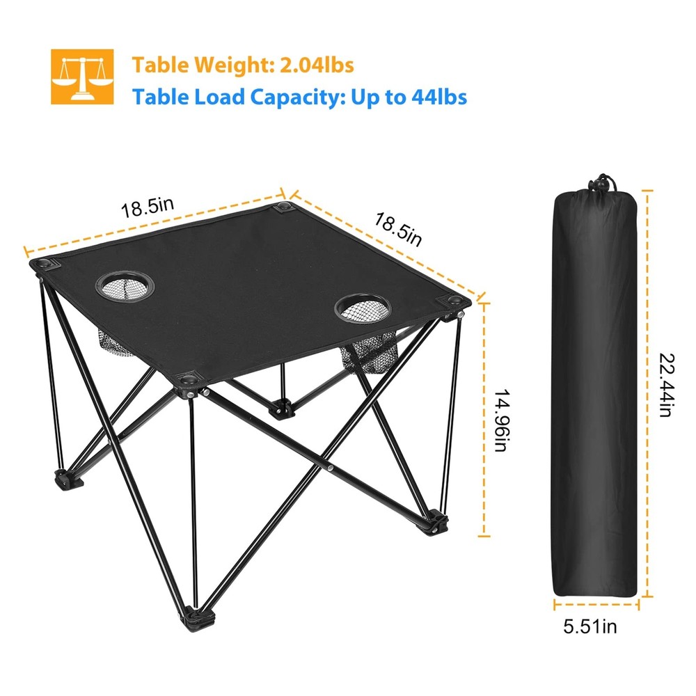 Foldable Camping Table – Ultralight Portable Table with Cup Holders & Carry B...