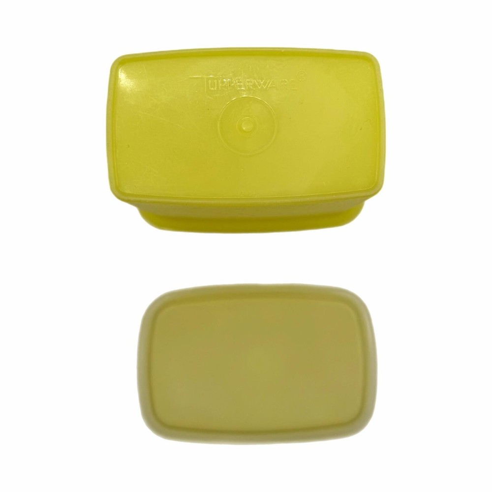 Vintage Tupperware Yellow Rectangular Shelf Saver Container #1243 & Lid