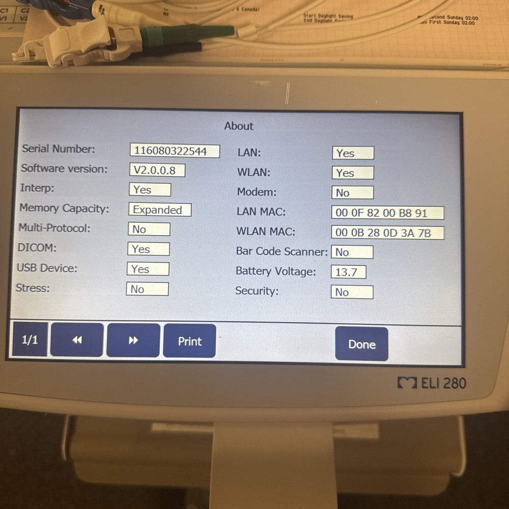 MORTARA Instument ELi 280 Electrocardiograph EKG Machine w/ Leads