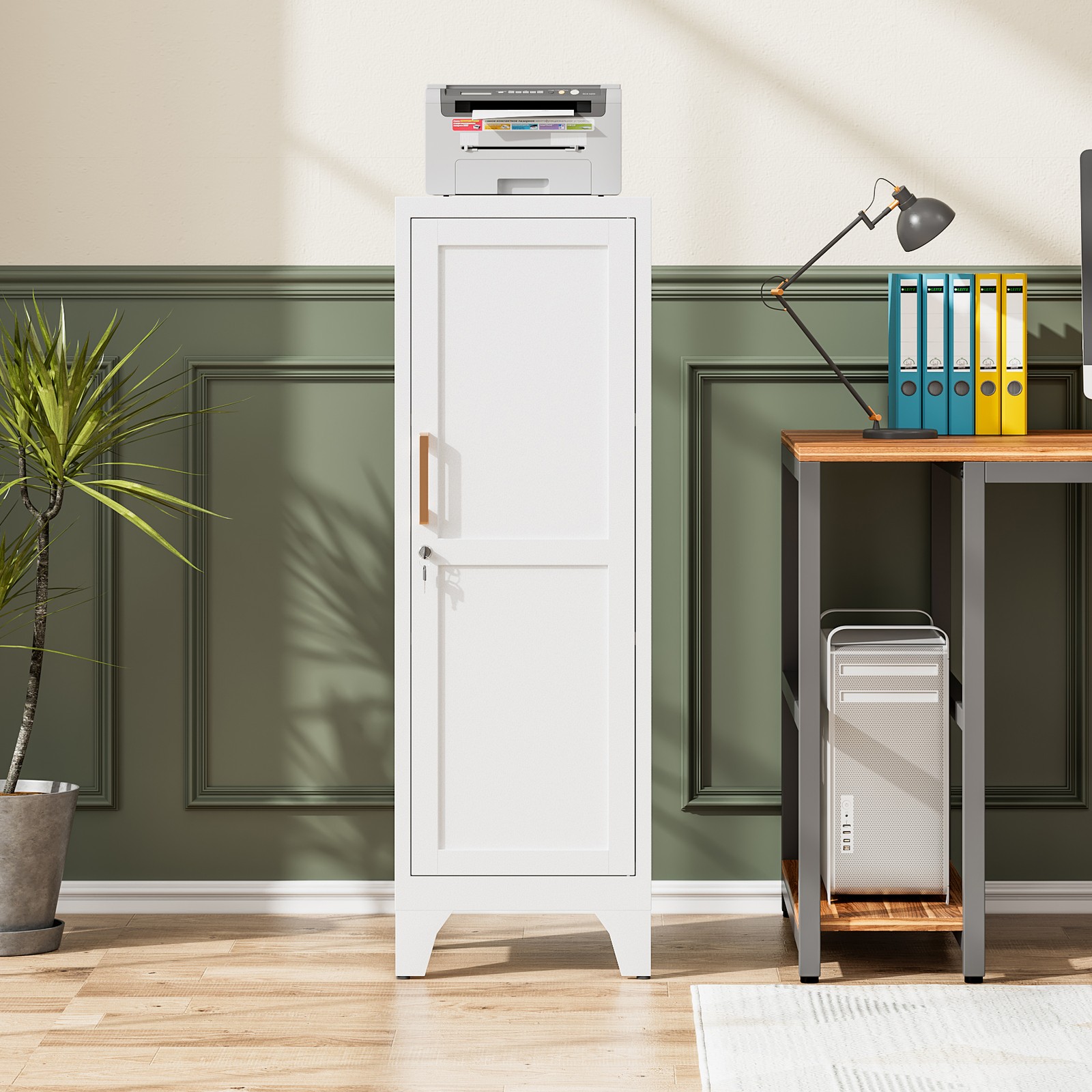 Metal Storage Cabinet with 2 Adjustable Shelves Home Office File Cabinet Locking